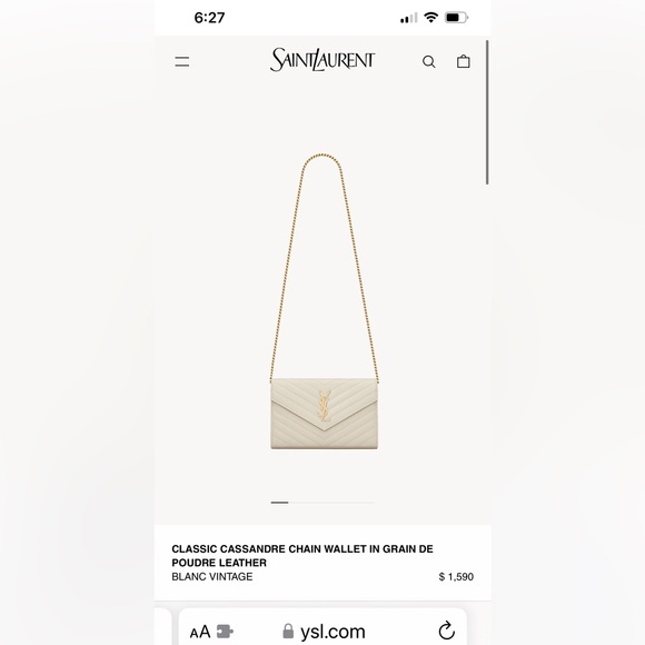 YSL Cassandre cream wallet on chain - Picture 14 of 15